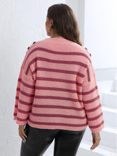 Load image into Gallery viewer, 3 Colors - Womens Plus Size - Striped Dropped Shoulder Sweater - Sizes 0XL-3XL Ti Amo I love you
