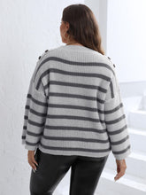 Load image into Gallery viewer, 3 Colors - Womens Plus Size - Striped Dropped Shoulder Sweater - Sizes 0XL-3XL Ti Amo I love you
