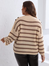 Load image into Gallery viewer, 3 Colors - Womens Plus Size - Striped Dropped Shoulder Sweater - Sizes 0XL-3XL Ti Amo I love you
