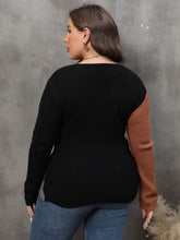 Load image into Gallery viewer, 3 Colors - Womens Plus Size - Two-Tone Surplice Neck Sweater - Sizes 1XL-3XL Ti Amo I love you
