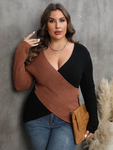 Load image into Gallery viewer, 3 Colors - Womens Plus Size - Two-Tone Surplice Neck Sweater - Sizes 1XL-3XL Ti Amo I love you
