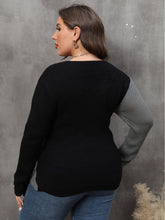 Load image into Gallery viewer, 3 Colors - Womens Plus Size - Two-Tone Surplice Neck Sweater - Sizes 1XL-3XL Ti Amo I love you
