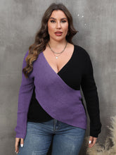 Load image into Gallery viewer, 3 Colors - Womens Plus Size - Two-Tone Surplice Neck Sweater - Sizes 1XL-3XL Ti Amo I love you
