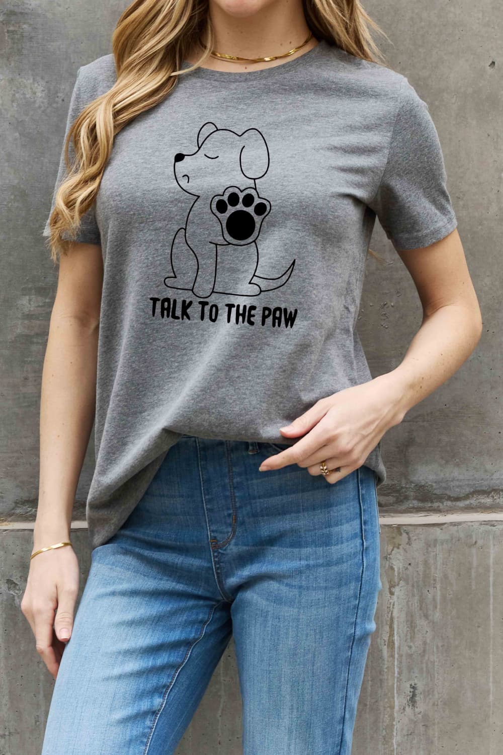 3 Colors - Womens / Womens Plus Size - Full Size TALK TO THE PAW Graphic Cotton Tee Ti Amo I love you