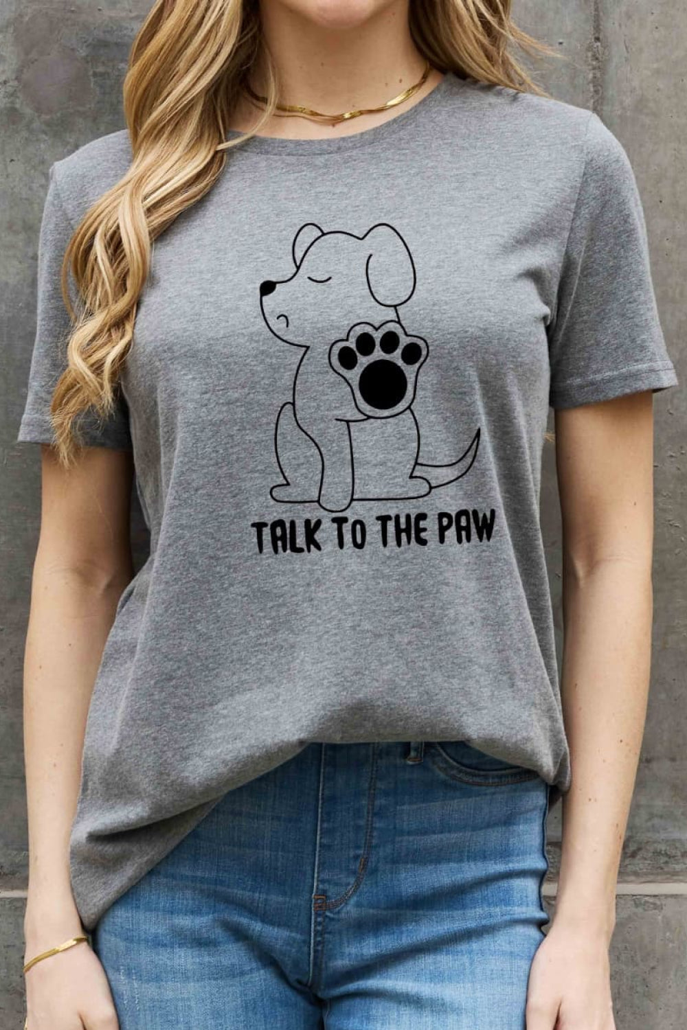 3 Colors - Womens / Womens Plus Size - Full Size TALK TO THE PAW Graphic Cotton Tee Ti Amo I love you