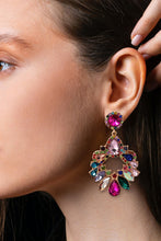 Load image into Gallery viewer, 3 Colors - Zinc Alloy Frame Glass Stone Dangle Earrings Ti Amo I love you
