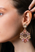 Load image into Gallery viewer, 3 Colors - Zinc Alloy Frame Glass Stone Dangle Earrings Ti Amo I love you
