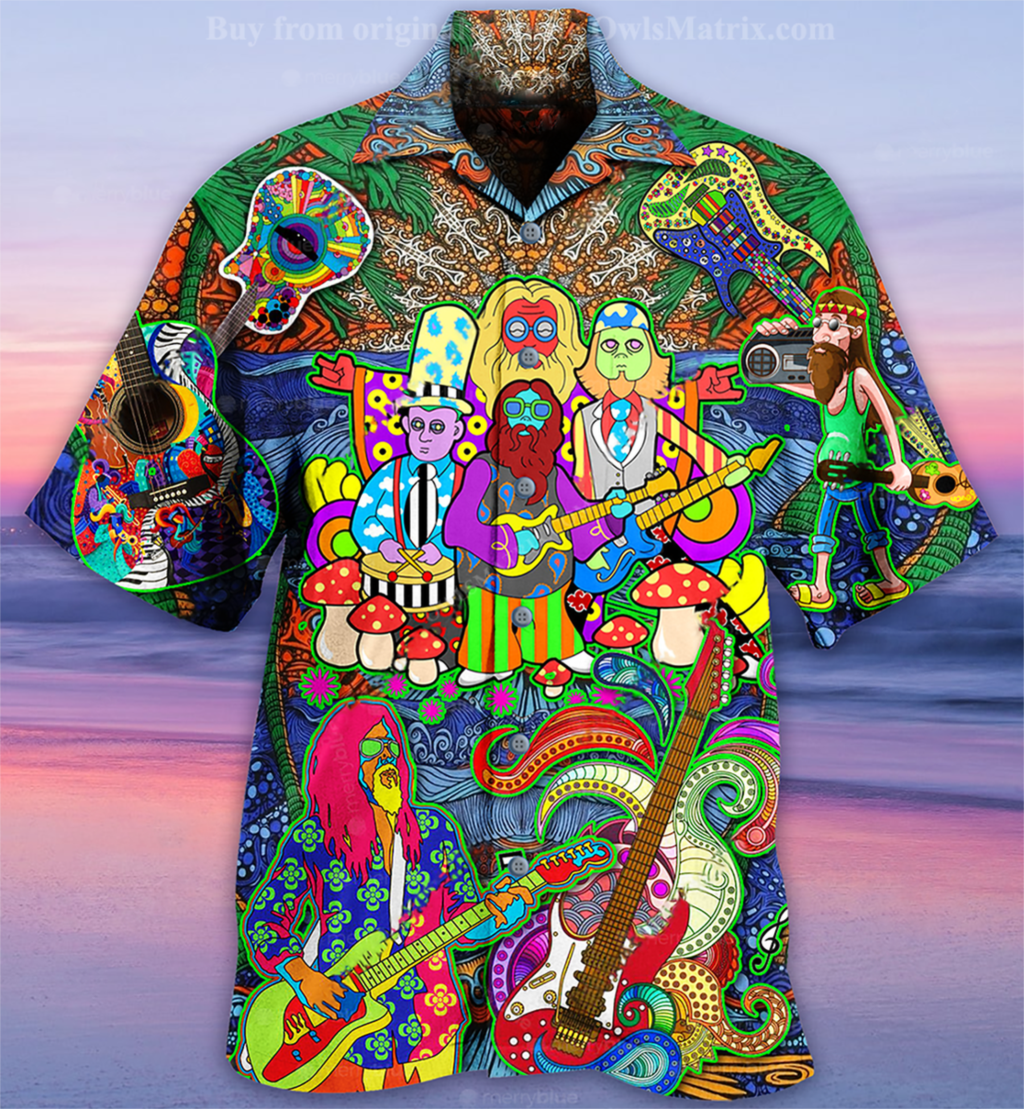 3 Styles - Mens Hawaiian Shirts Colorful Mushroom Short Sleeve Button Up Summer Oversize Shirts - Sizes S-4XL Ti Amo I love you
