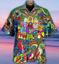 Load image into Gallery viewer, 3 Styles - Mens Hawaiian Shirts Colorful Mushroom Short Sleeve Button Up Summer Oversize Shirts - Sizes S-4XL Ti Amo I love you
