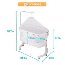 Load image into Gallery viewer, 3 in 1 Baby Bedside Sleeper Bassinet Crib w/ Soft Skin-Friendly Mattress and Solid Wood and Metal Fr Ti Amo I love you
