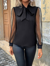 Load image into Gallery viewer, Tie Neck Long Sleeve Blouse
