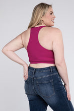 Load image into Gallery viewer, Plus Ribbed Cropped Racerback Tank Top
