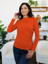 Load image into Gallery viewer, Ruched Mock Neck Long Sleeve T-Shirt
