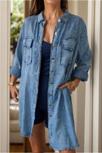 Load image into Gallery viewer, Full Size Pocketed Button Up Long Sleeve Denim Jacket
