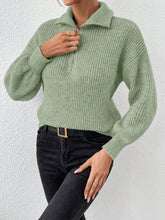 Load image into Gallery viewer, Honey Half Zip Dropped Shoulder Sweater
