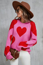 Load image into Gallery viewer, Angel Wings Contrast Heart Dropped Shoulder Long Sleeve Sweater
