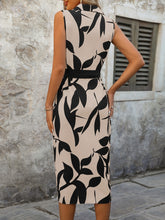 Load image into Gallery viewer, Tied Printed Button Up Sleeveless Dress
