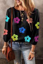 Load image into Gallery viewer, Sequin Flower Round Neck Blouse
