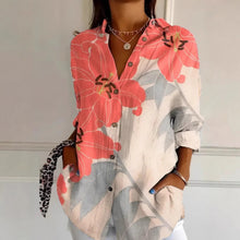Load image into Gallery viewer, Womens Floral Print Long-sleeved Casual Button Top
