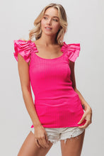 Load image into Gallery viewer, BiBi Ruffled Shoulder Strap Rib Texture Top
