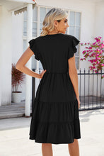 Load image into Gallery viewer, Ruched Notched Cap Sleeve Dress
