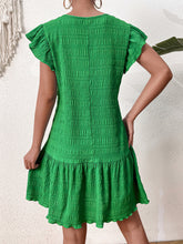 Load image into Gallery viewer, Textured Round Neck Ruffle Hem Dress
