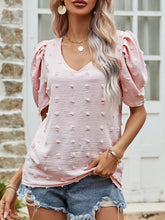 Load image into Gallery viewer, Swiss Dot Short Puff Sleeve Top
