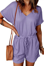 Load image into Gallery viewer, Full Size Drawstring V-Neck Short Sleeve Romper
