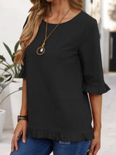 Load image into Gallery viewer, Ruffled Round Neck Half Sleeve Blouse
