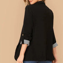 Load image into Gallery viewer, Lapel Collar Roll-Tab Sleeve Blazer
