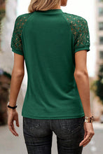 Load image into Gallery viewer, Pale Khaki Seamed Detail Contrast Lace Raglan Sleeve Tee
