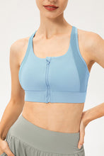 Load image into Gallery viewer, Zip-Up Round Neck Sports Bra
