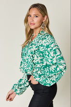 Load image into Gallery viewer, Double Take Full Size Printed Ruffle Trim Balloon Sleeve Shirt
