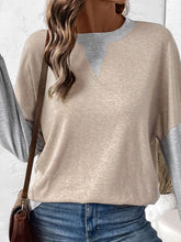Load image into Gallery viewer, Perfee Contrast Round Neck Long Sleeve T-Shirt
