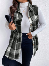 Load image into Gallery viewer, Honey Plus Size Pocketed Plaid Button Up Vest Coat
