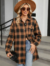 Load image into Gallery viewer, Plaid Collared Neck Long Sleeve Shirt
