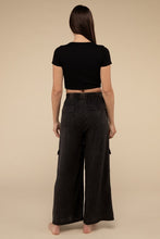 Load image into Gallery viewer, Washed Linen Elastic Band Waist Cargo Pants
