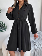 Load image into Gallery viewer, Collared Neck Long Sleeve Dress with Pockets
