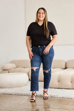 Load image into Gallery viewer, RFM Crop Dylan Plus Size Tummy Control Distressed High Waist Raw Hem Jeans
