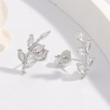 Load image into Gallery viewer, 925 Sterling Silver Zircon Leaf Shape Earrings
