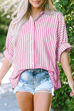 Load image into Gallery viewer, Sky Blue Stripe Dolman Sleeve Oversize Shirt
