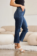 Load image into Gallery viewer, RFM Crop Dylan Plus Size Tummy Control Distressed High Waist Raw Hem Jeans
