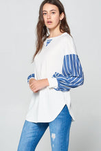 Load image into Gallery viewer, Super Lady Full Size French Terry Striped Long Sleeve Top
