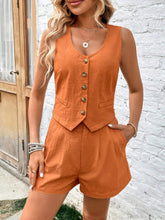 Load image into Gallery viewer, Scoop Neck Sleeveless Top and Shorts Set
