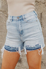 Load image into Gallery viewer, High Waist Raw Hem Denim Shorts
