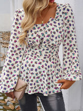 Load image into Gallery viewer, Peplum Printed Long Sleeve Blouse
