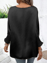 Load image into Gallery viewer, Smocked Round Neck Three-Quarter Sleeve Blouse
