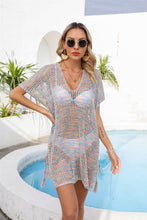 Load image into Gallery viewer, Openwork Slit V-Neck Cover Up
