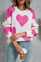 Load image into Gallery viewer, Angel Wings Contrast Heart Dropped Shoulder Long Sleeve Sweater
