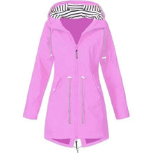 Load image into Gallery viewer, Womens Waterproof Raincoat Casual Basic Outdoors Drawstring Trench Lightweight Drawstring Jacket
